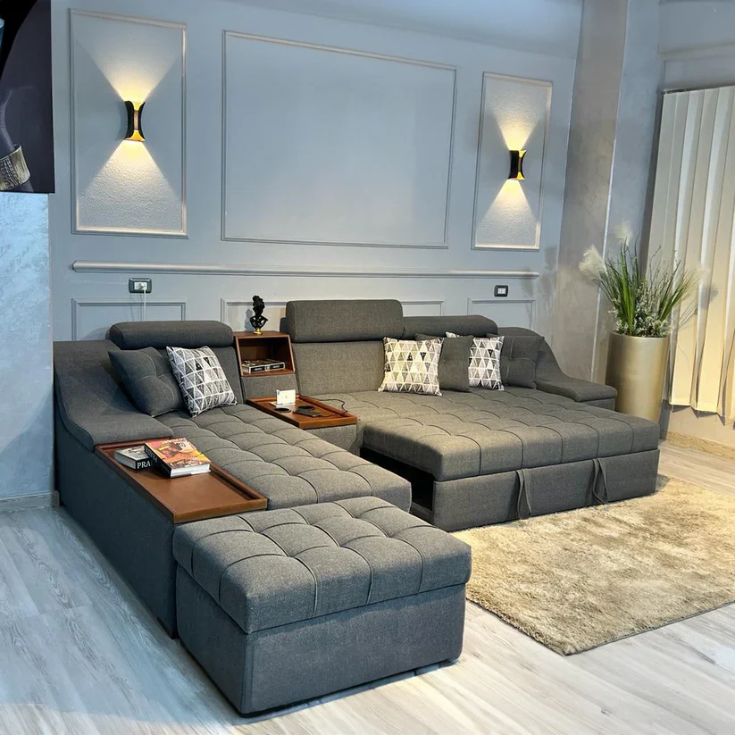 Sofa bed with pouf 200 x 340 cm